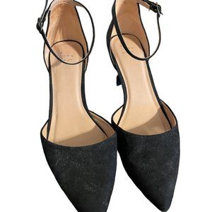 Point Toe Simple Black Heel with Ankle Strap
